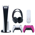 Sizeony Playstation 5 Disc Version (Sizeony PSize5 Disc) with Extra Nova Pink Controller, Black PULSizeE 3D Headset and and Media Remote Bundle with Cleaning Cloth