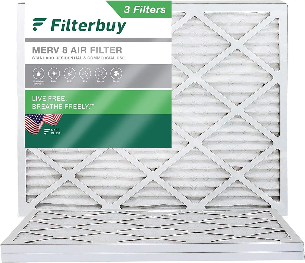 Filterbuy 18x24x1 MERV 8 Pleated HVAC AC Furnace Air Filters (3-Pack)
