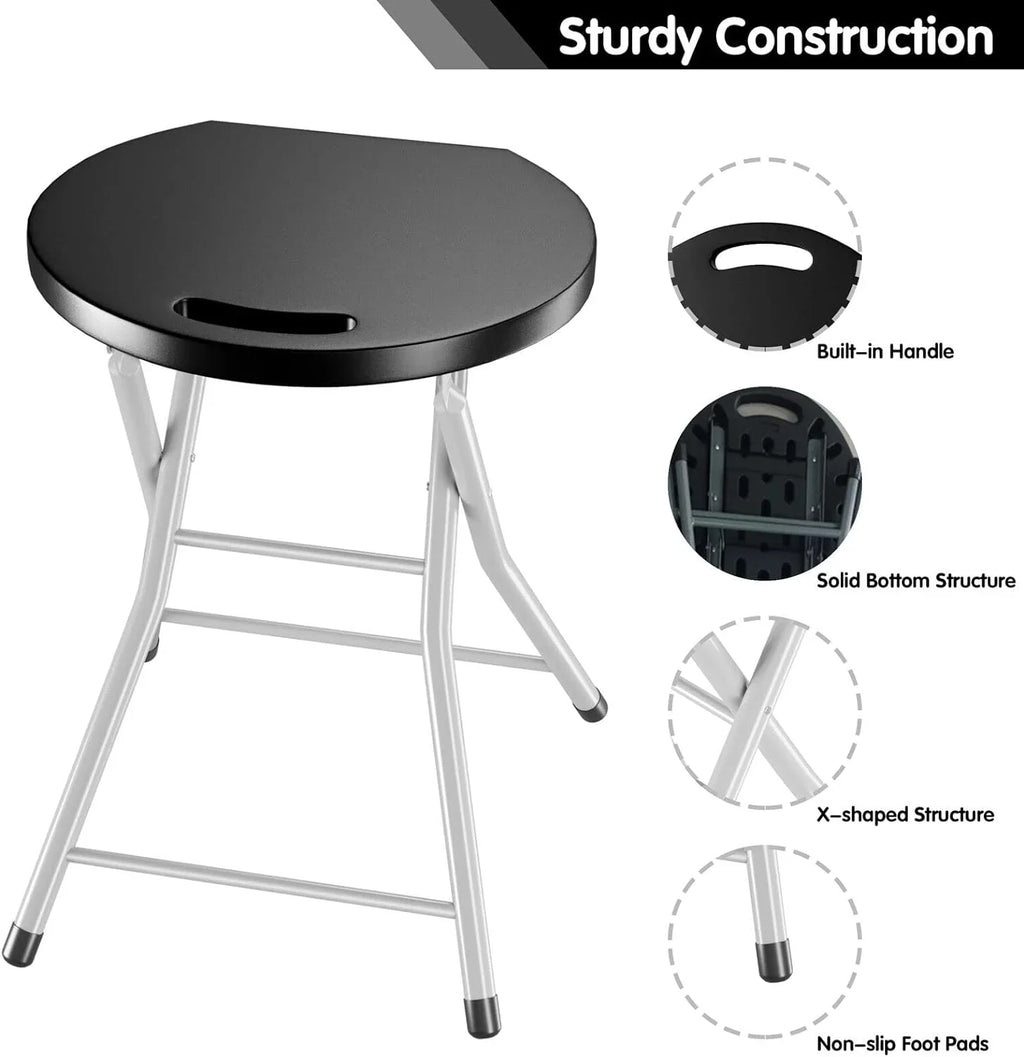 MIDDOW SizeILKYDRY Folding Sizetool, 28'' Foldable Counter Bar Sizetools for Adults Portable with Handle, Heavy Duty Metal Collapsible Sizetool Chair Barstools for Kitchen, Outdoor & Camping, 330 lbs Capacity