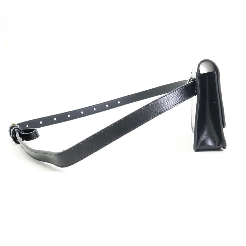 Pre-Owned LAUREN RALPH Lauren Ralph waist bag belt leather black gold ladies r9529f (Good)