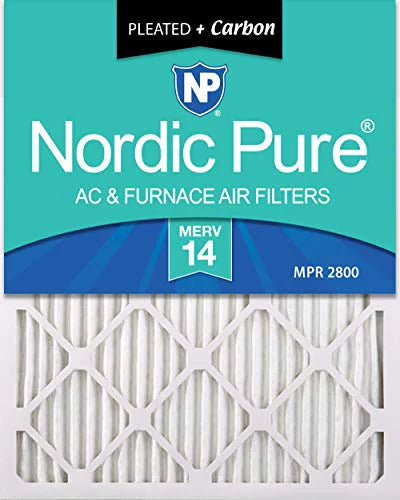 Nordic Pure 10x24x1 MERV 14 Plus Carbon Pleated AC Furnace Air Filters, 2 Pack, 2 Piece