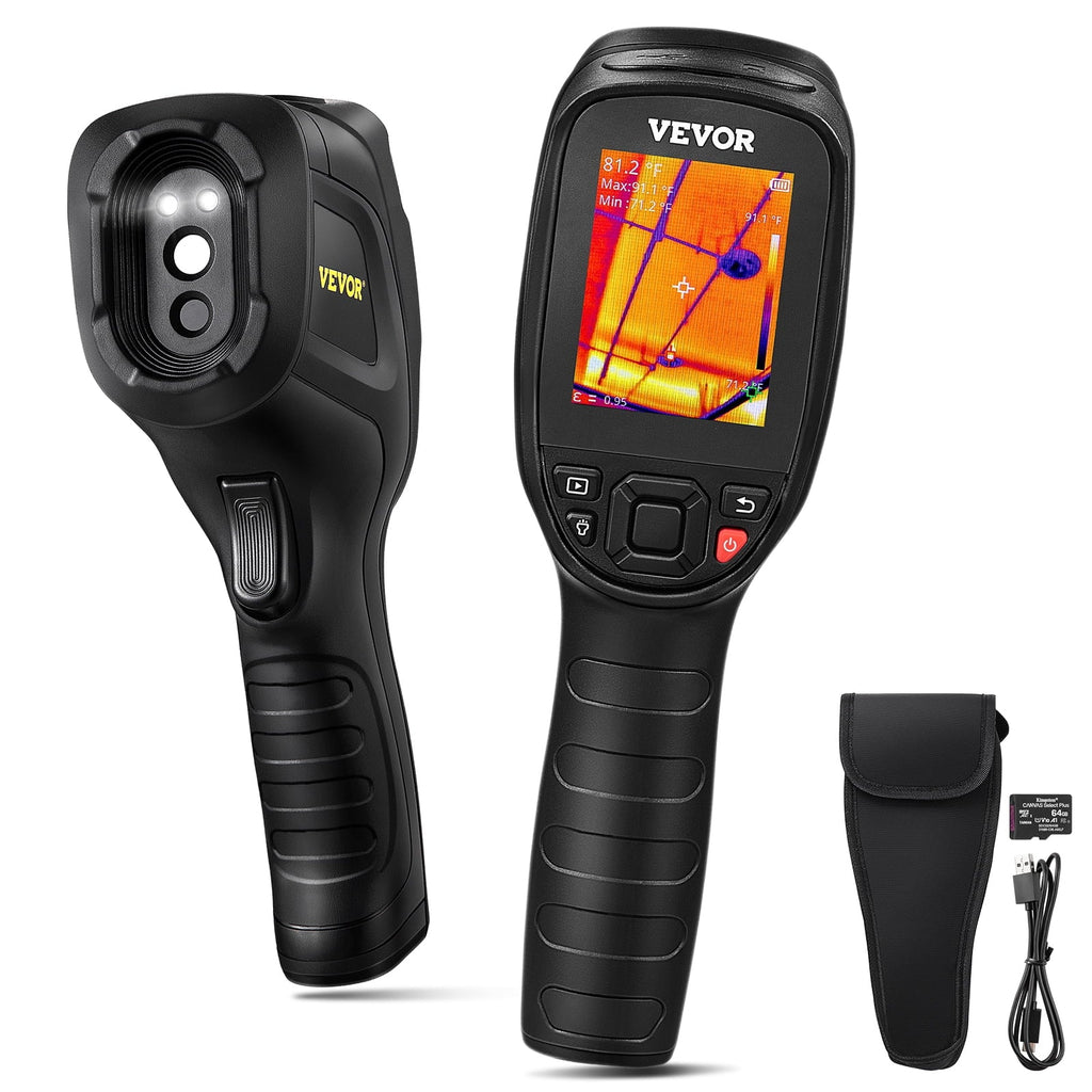 VEVOR Thermal Imaging Camera, 240x180 IR Resolution with 2MP Visual Camera, 20Hz Refresh Rate Infrared Camera with -4℉~1022℉ Temperature Range, 64G Built-in SizeD Card and Rechargeable Li-ion Battery