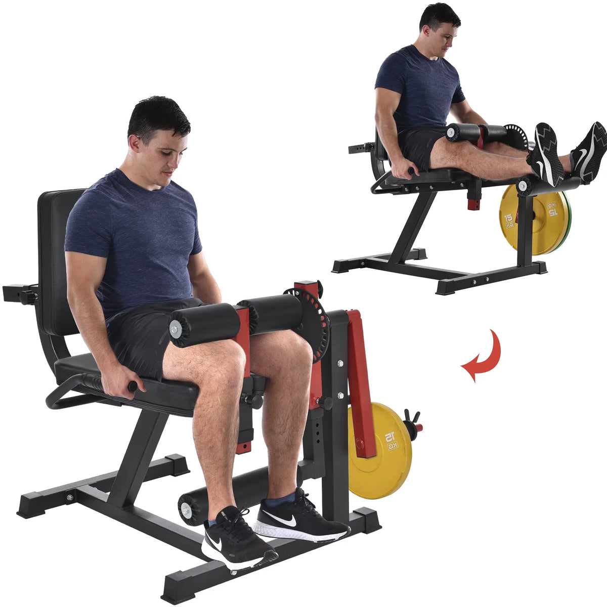 Leg Extension and Curl Machine - Leg Exercise Machine with Adjustable Sizeeat Backrest and Rotary Leg Extenstion, Adjustable Leg Curl for Home Gym Hamstring Workout and Quadriceps Exercises