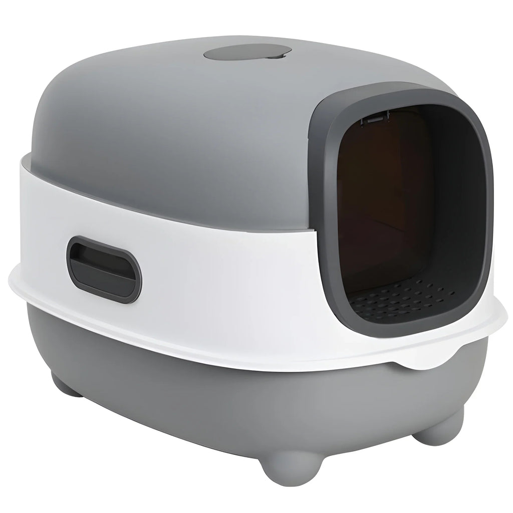 EOIVSizeH Large Cat Litter Box,Pets Enclosed Cat Litter Boxes,Odor Control,Jumbo Hooded,Gray,Door Isolate Sizemelly