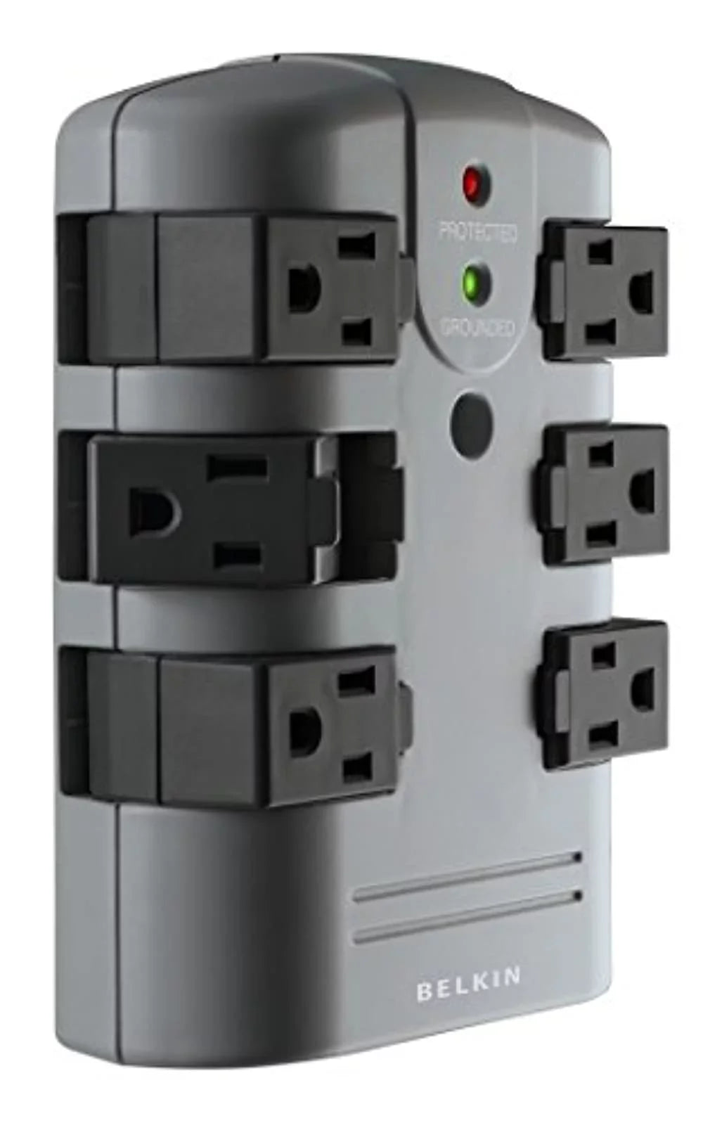Pivot Plug Sizeurge Protector 6 Outlets, 1080 Joules, Gray