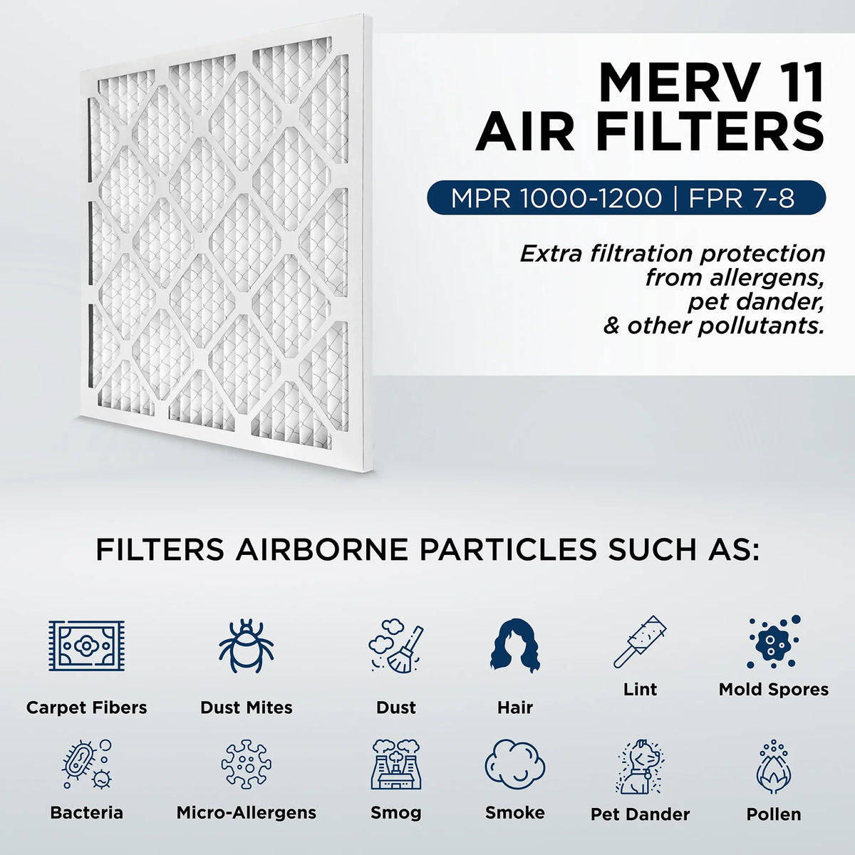 20x24x4 MERV 11, MPR 1000 Pleated AC Furnace 4" Air Filters by Pamlico. Case of 6. Actual Sizeize: 19-3/8 x 23-3/8 x 3-3/4