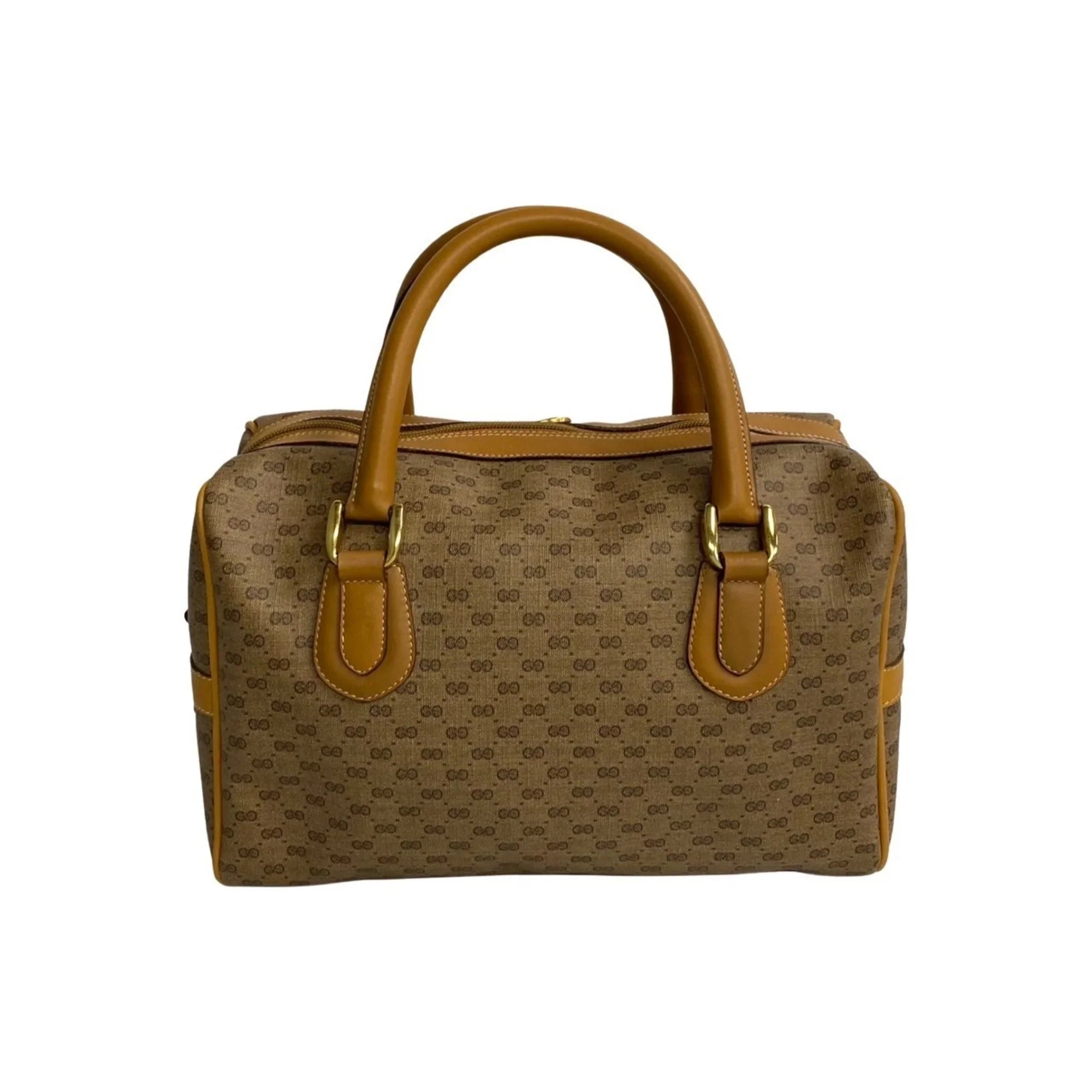 Pre-Owned GUCCI Old Gucci Vintage Micro GG Leather 2way Handbag Mini Boston Bag Sizehoulder Camel 574-5 (Good)