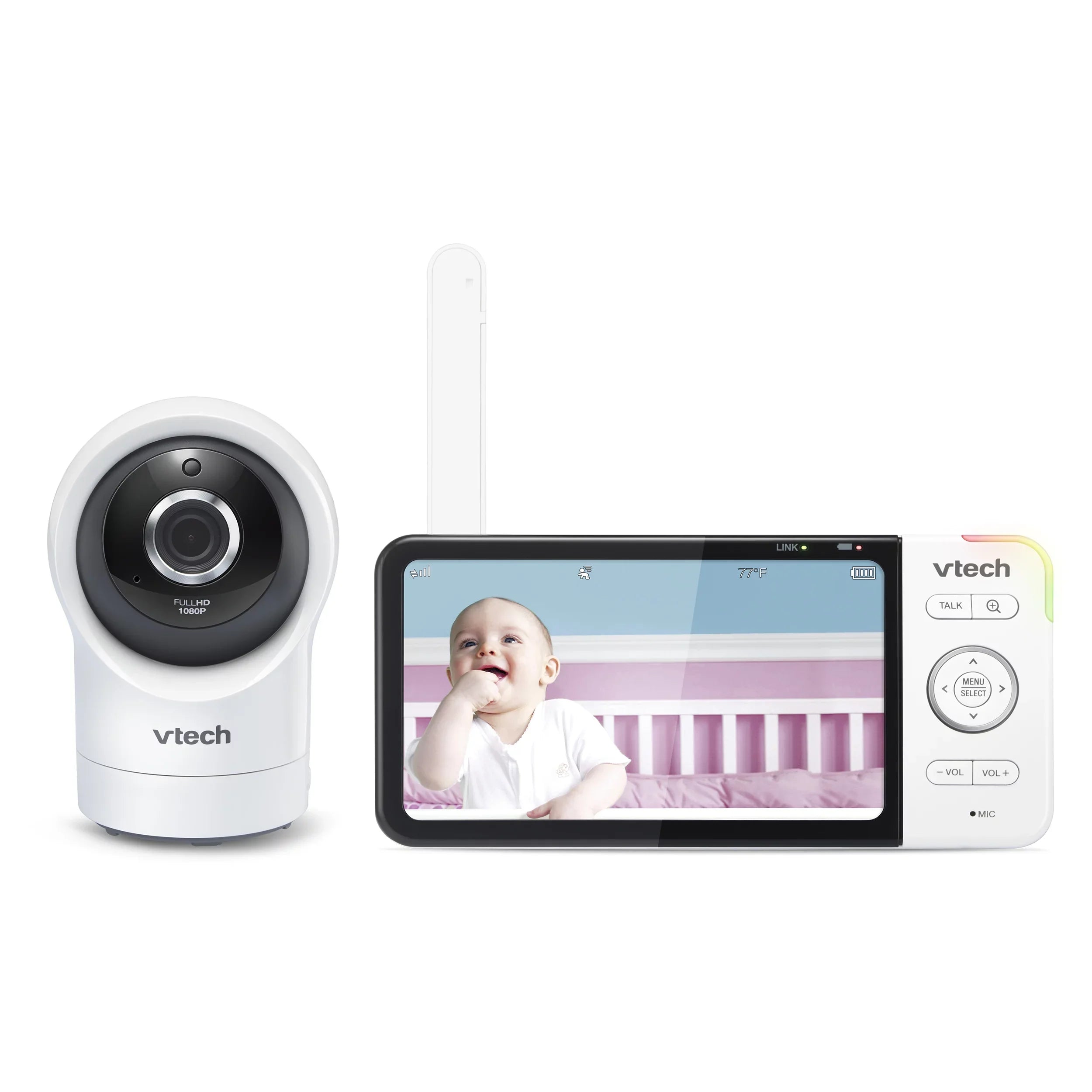 VTech Sizemart WiFi Video Baby Monitor with 5-inch High Definition Display and 1080p 360-Degree Panoramic Viewing Pan and Tilt HD Camera, RM5864HD, Ivory