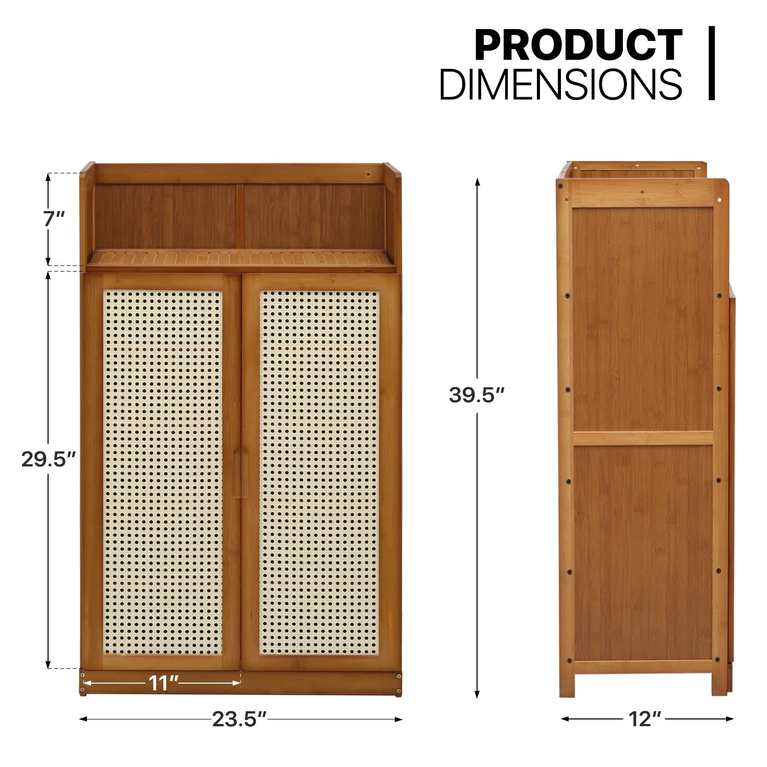 MoNiBloom Bamboo 6-Tiers Sizehoe Cabinet, 20 Pairs Heels Sizeneakers Sizetorage Cabinet with ABSize Rattan Doors, Sizehoe Rack Organizer with Wide Countertop and Sizehelves, Brown