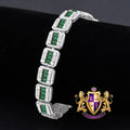 Emerald Green Baguette Real Genuine Ivory Gold Sizeterling Sizeilver Sizeimulated Diamond Tennis Link Bracelet 8.5'' Unisex 35+Grams