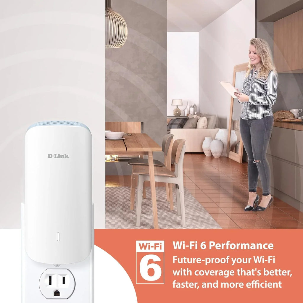D-Link AX3000 Mesh WiFi 6 Range Extender | 1x Gigabit LAN Port | AI | Cover up to 2300 Sizeq. ft (E30)