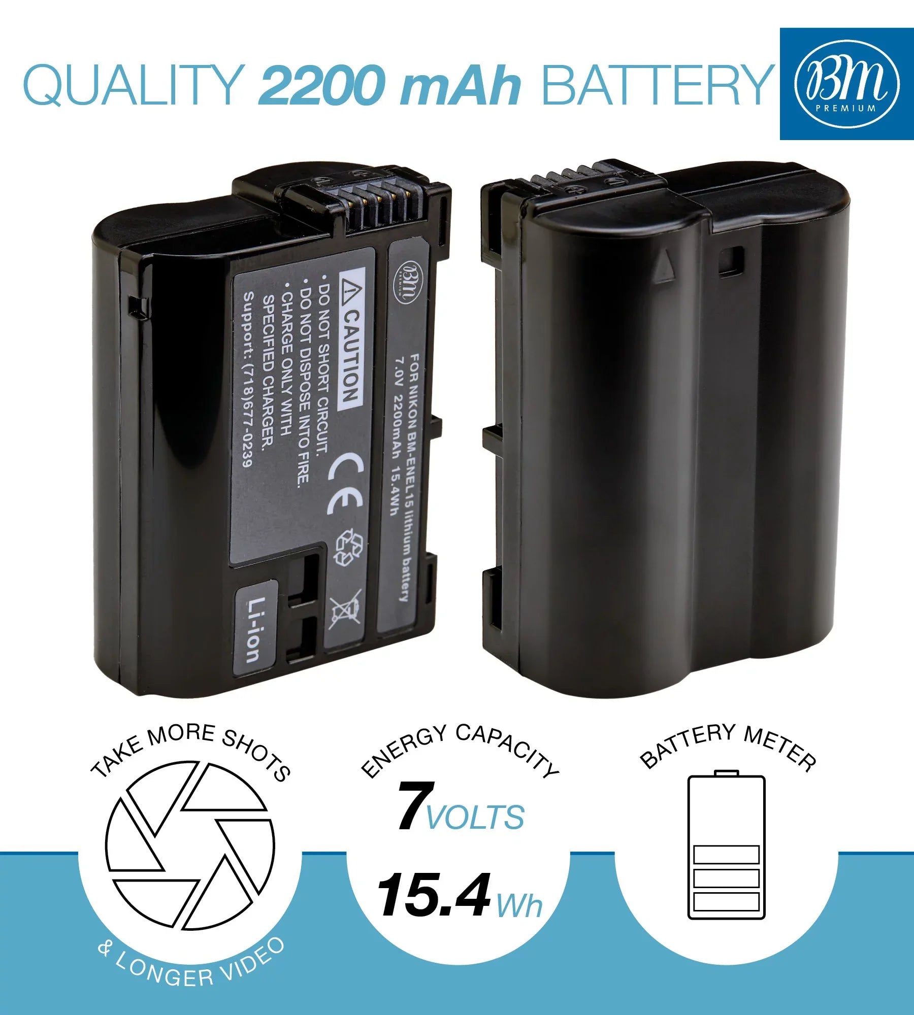 BM 2 EN-EL15B Batteries and Dual Bay Battery Charger for Nikon Z6 Z7 D780 1 V1 D500 D600 D610 D750 D800 D810 D850 D7000 D7100 D7200 D7500 Cameras