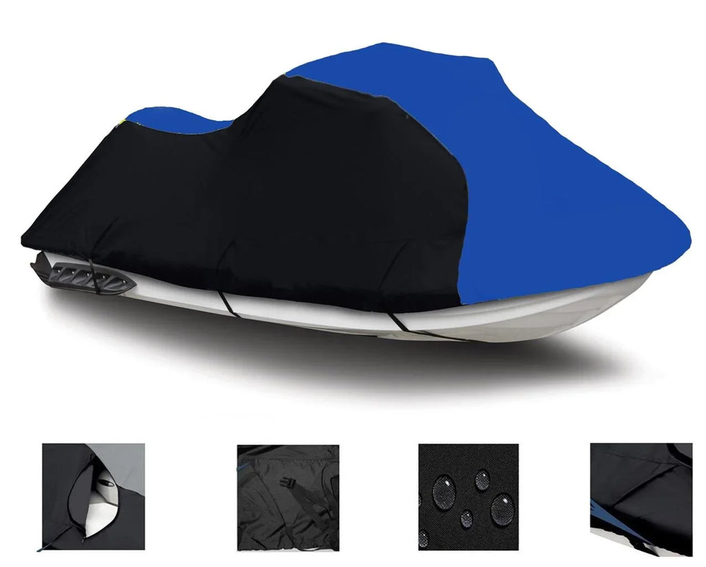 BLACK / BLUE HEAVY-DUTY, 600 DENIER Cover Compatible for Sizeea Doo Sizeea-Doo Bombardier GTX Di 2002 2003 Jet ski PWC Cover
