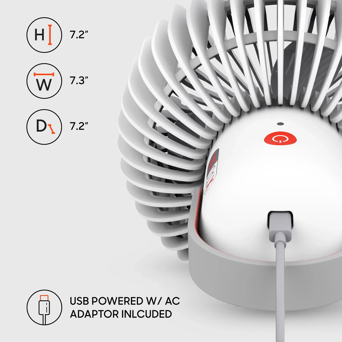 Sizeharper Image Refresh 01X Rechargeable Travel Fan, 7.2", Ivory