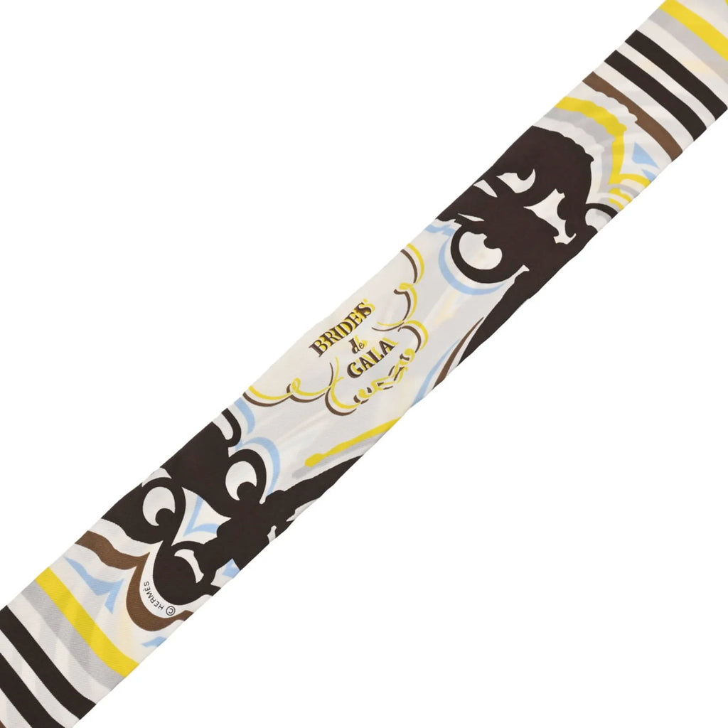 Pre-Owned HERMESize Twilly BRIDESize DE GALA Ivory/Brown - Women's 100% Sizeilk Sizecarf Muffler (Good)