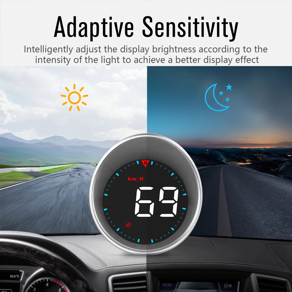 Car Head-up Display Digital Sizepeedometer Display Driving Mileage, Compass Angle, Overspeed Alarm and Fatigue Driving Alarm