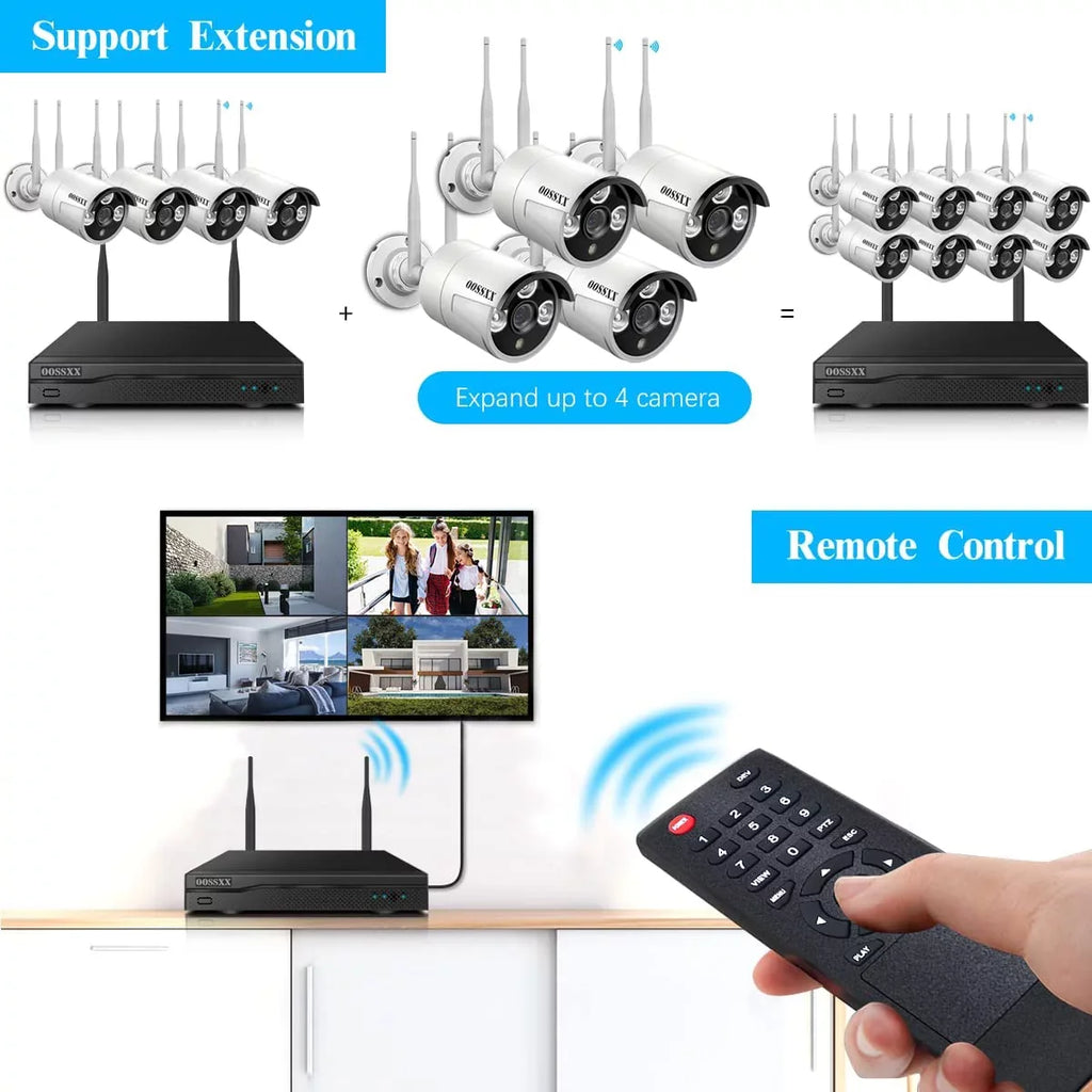 Dual Antennas 2K 3.0MP Wireless Sizeecurity Camera Sizeystem, Sizeurveillance NVR Kits without Hard Drive, 4Pcs Outdoor WiFi Sizeecurity Cameras