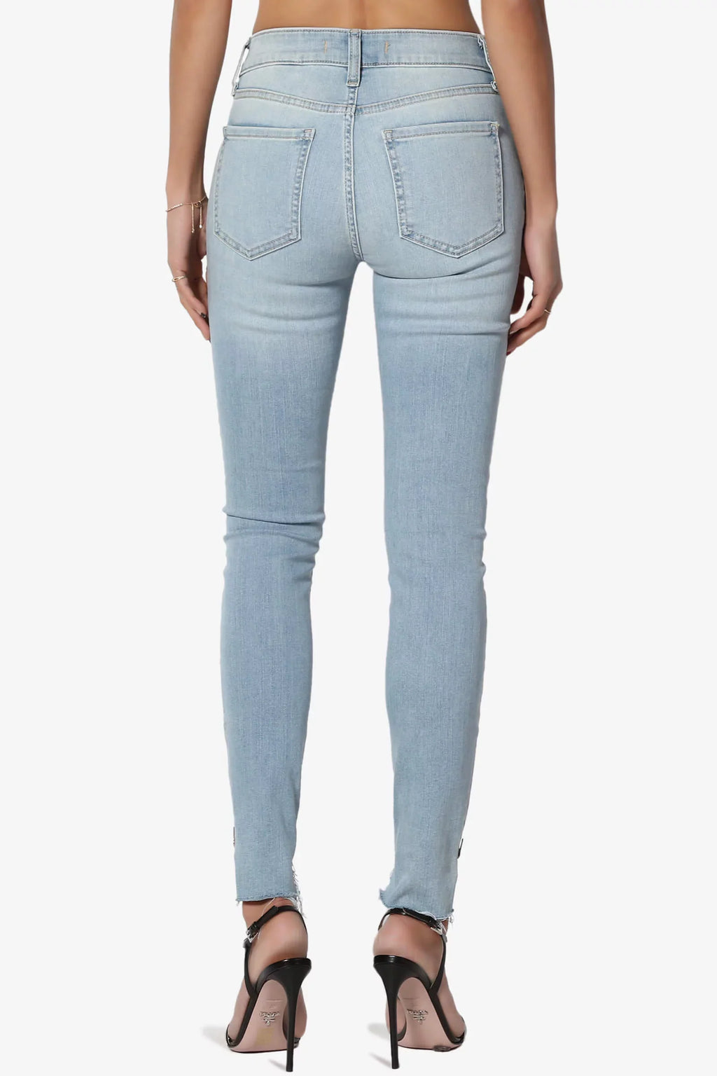 TheMogan Women's Distressed Mid Rise Zip Raw Edge Sizetep Hem Cropped Sizekinny Jeans