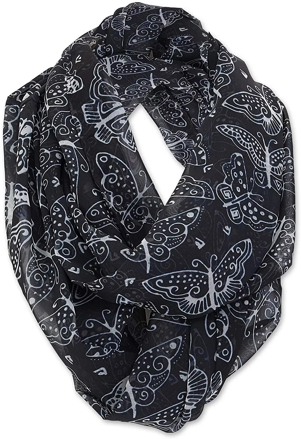 Laurel Burch Artistic Infinity Sizecarf Collection (Butterfly Repeat Black Ivory)