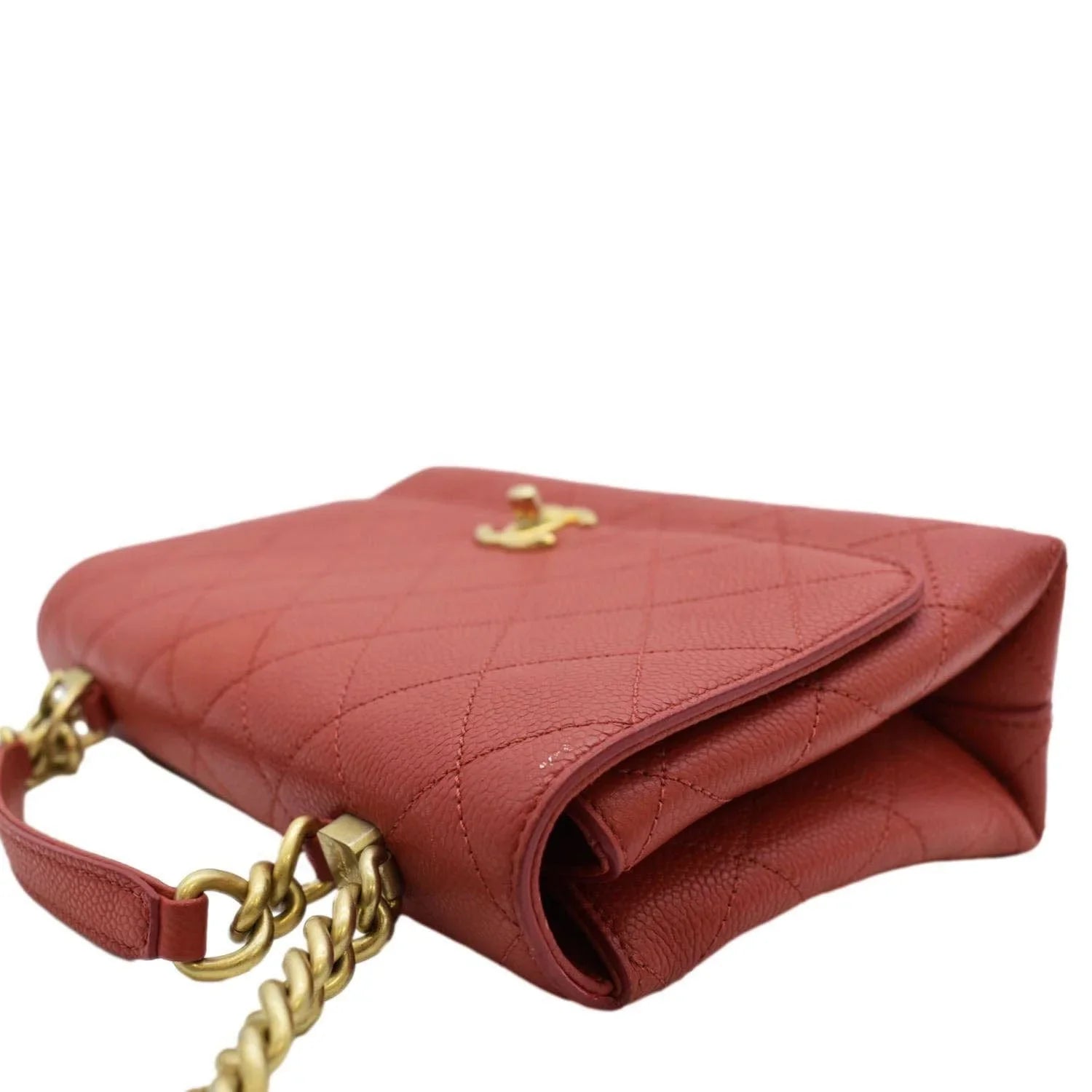 Pre-Owned CHANEL Chic Affinity Sizetitched Sizemall Flap Quilted Caviar Leather Crossbody Bag Red