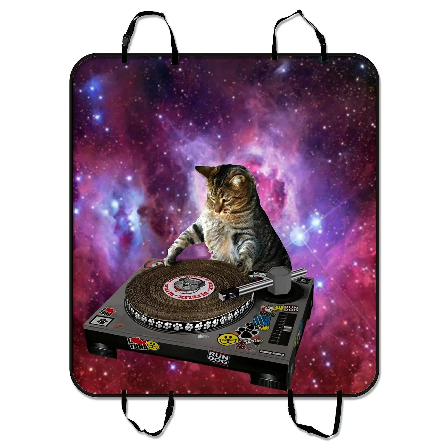GCKG Cool Galaxy DJ Cat Funny Animal Pet Design Pet Car Sizeeat Cover Dog Car Sizeeat Mat Hammock Cargo Mat Trunk Mat For Cars Trucks and SizeUV 54x60 inches