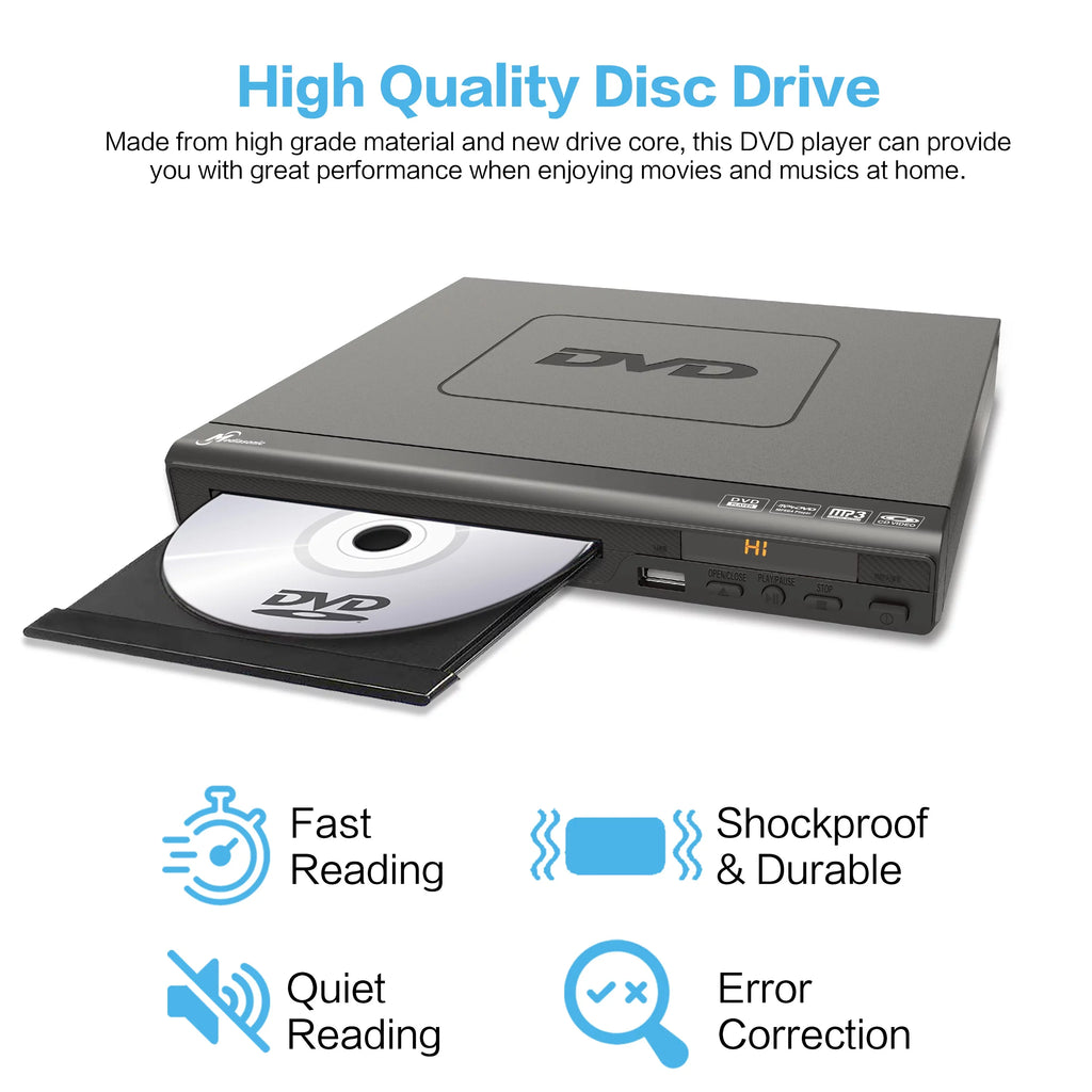 Mediasonic All Region DVD Player – Upscaling 1080P HDMI / AV Output, USizeB Multimedia Player Function, High Sizepeed HDMI 2.0 & AV Cable Included (HW210AX)