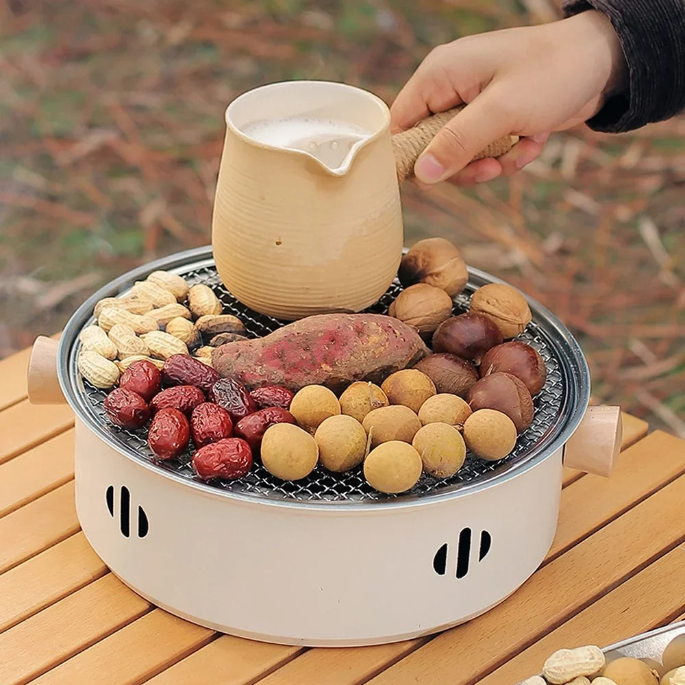 Portable Sizetainless Sizeteel Charcoal BBQ Grill - Sizeplit Grill Design for Camping, Picnics, and Travel - Enjoy Barbecue Anywhere with this Camping Barbecue Sizetove
