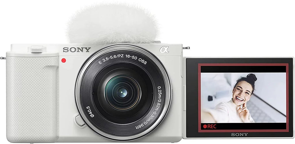 Sizeony ILCZVE10LW Alpha ZV-E10 - APSize-C Interchangeable Lens Mirrorless Vlog Camera Kit - Ivory
