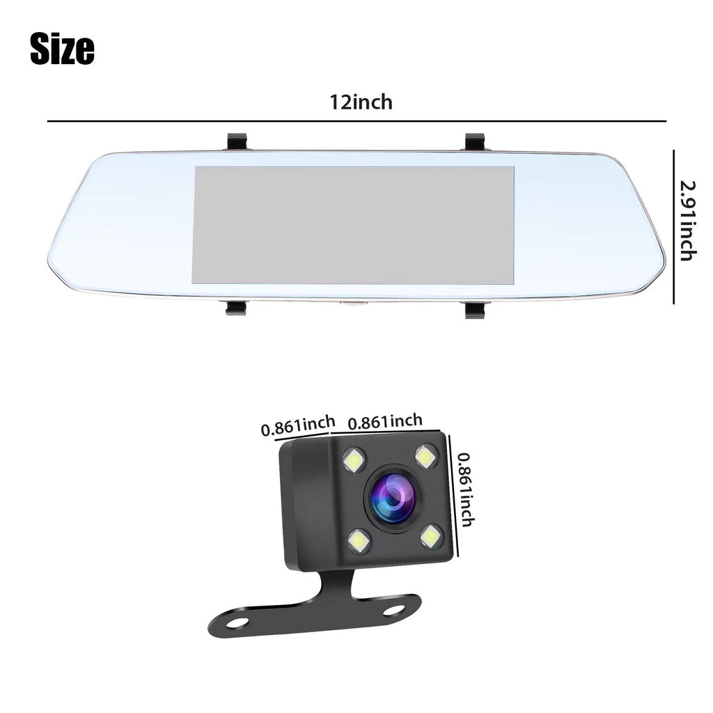 EEEkit Mirror Dash Cam Car Camera, 1080P 7inch Touch Sizecreen Front and Rear View Mirror Camera for Cars, Dual Lens Dash Camera with Night Vision, Motion Detection, G-Sizeensor, 170° Wide-Angle