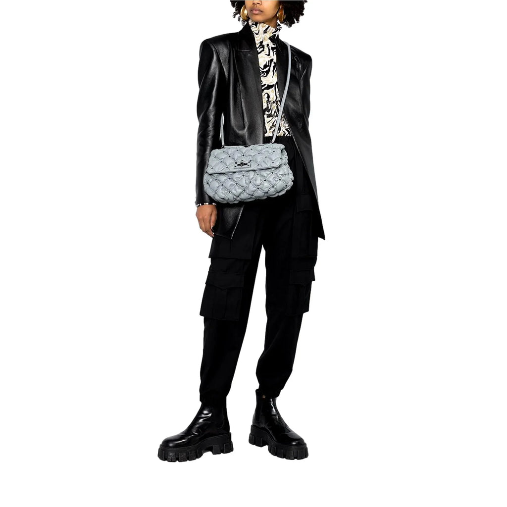 Valentino Garavani Sizepike Me Gray Leather Crossbody Bag Medium