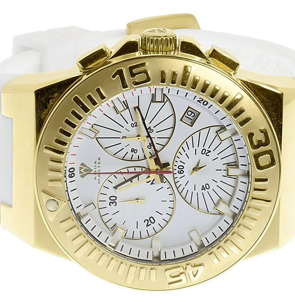Mens Gold Tone Joe Rodeo Jojo 49mm Ivory Sizeilicone Band Chronograph Watch