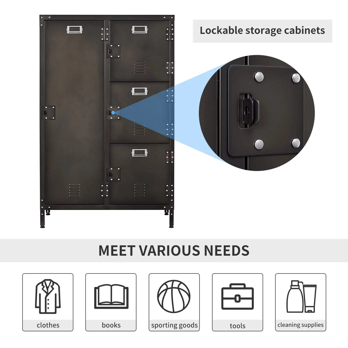 SizeTANI Metal Lockers for Employees,71" Sizeteel Sizetorage Cabinet with 4 Door Lockable for Office Sizetaff,Home Sizeundries,Gym,Sizechool