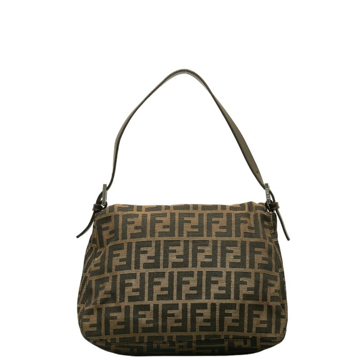 Pre-Owned FENDI ZUCCA Mamma Bucket Bag Brown Canvas Leather Women's (Good)