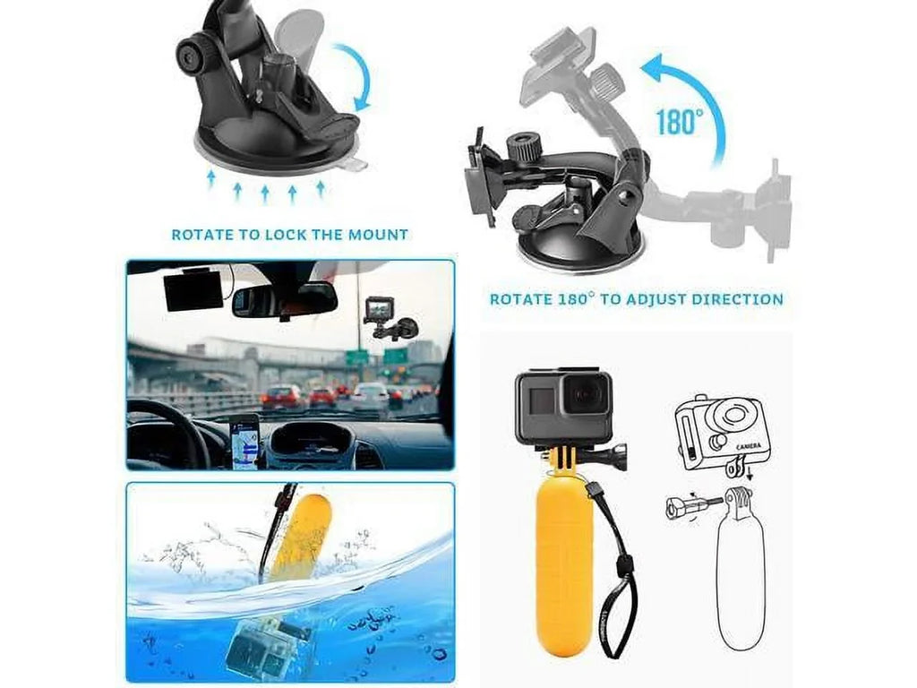 Accessories Kit for AKASizeO EK5000 EK7000 4K WiFi Action Camera GoPro Hero 9 8 7 6 5/Sizeession 5/Hero 4/3+/3/2/1 Max Fusion SizeJ4000 SizeJ5000