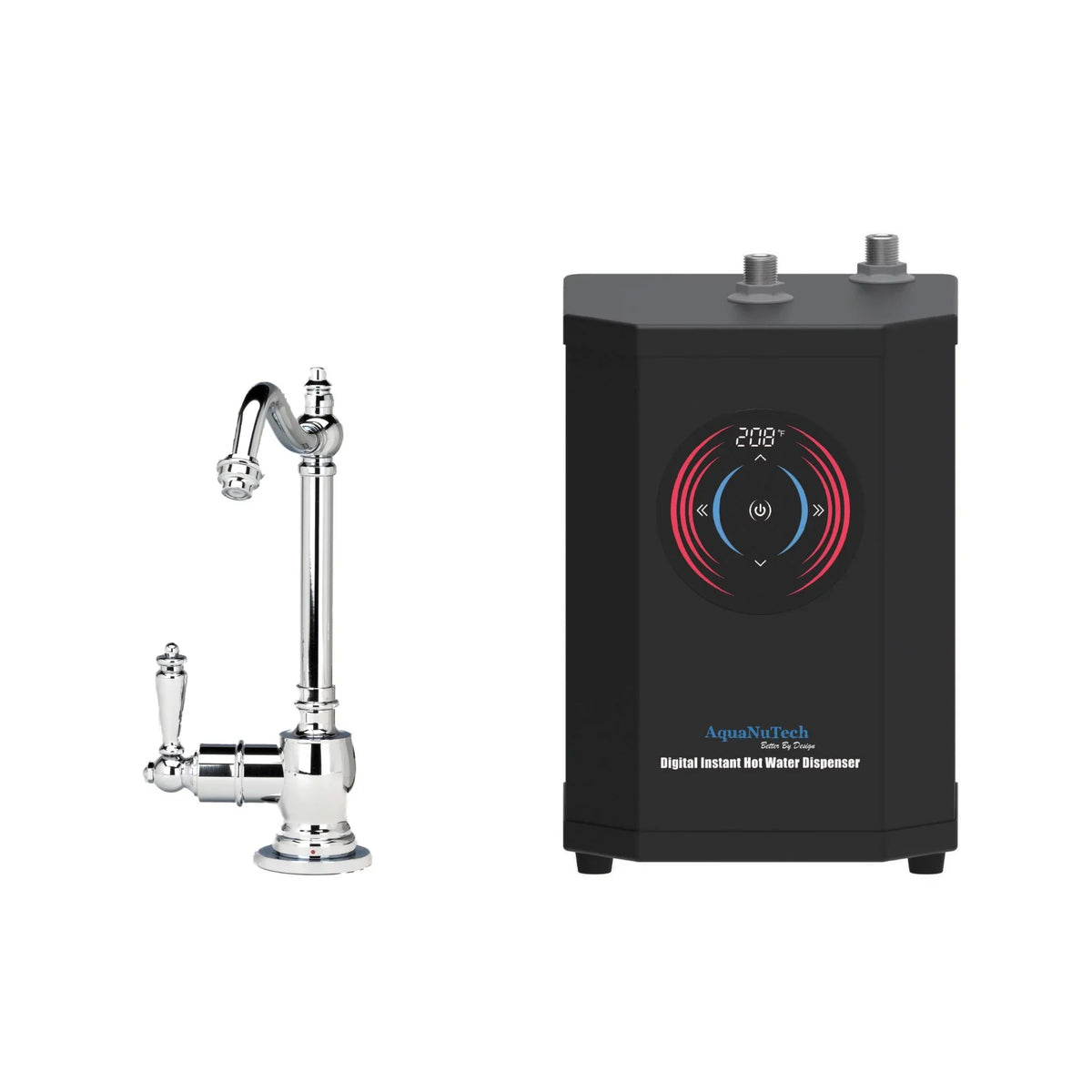 AquaNuTech AquaNuTech Traditional Hook Sizepout Hot Water Only Filtration Faucet with Dispenser, Chrome