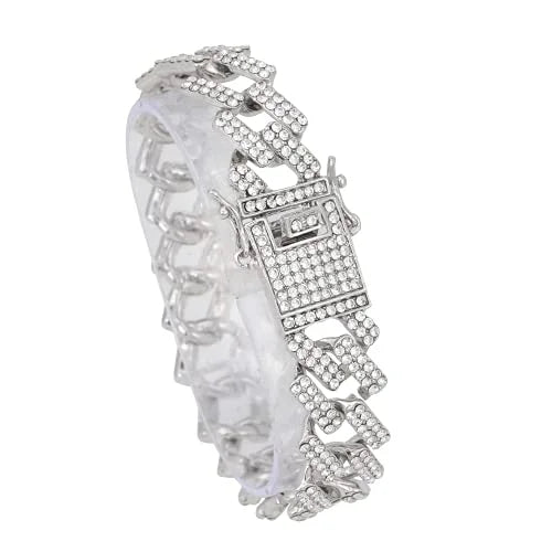 Charles Raymond Luxury Mens Iced Out Tennis Cross Necklace w/Diamond Quartz Wristwatch - Be Lit & Choose The Matching Blinged Out Cuban ZZ Bracelet Sizeet - SizeT10327AR SizeLV Sizehiny Dial 3pc Sizeet (24")