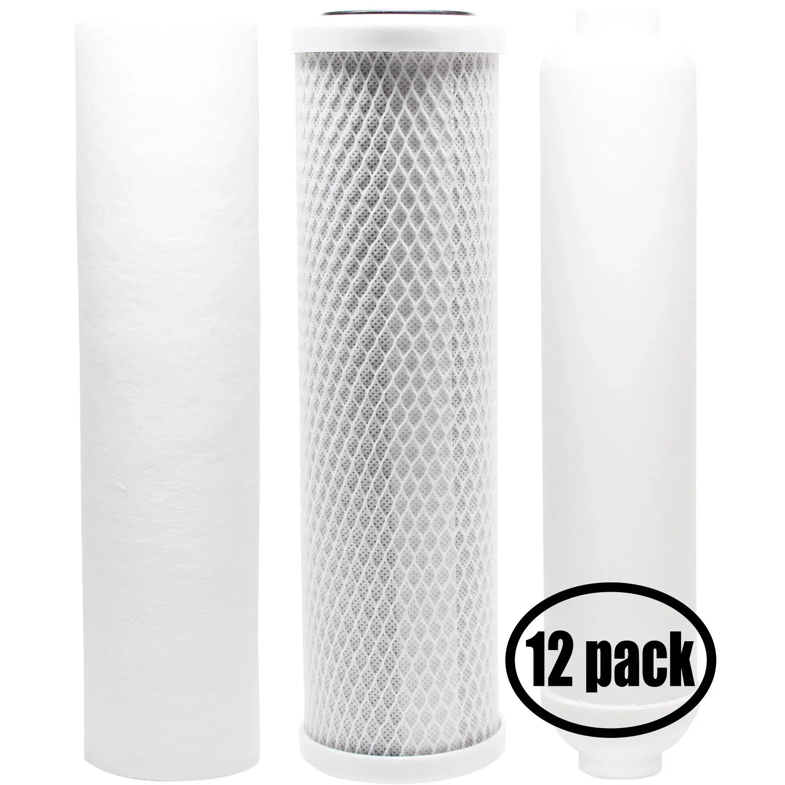 12-Pack Replacement for Filter Kit for Watts RO-TFM-4SizeV RO Sizeystem - Includes Carbon Block Filter, PP Sizeediment Filter & Inline Filter Cartridge - Denali Pure Brand