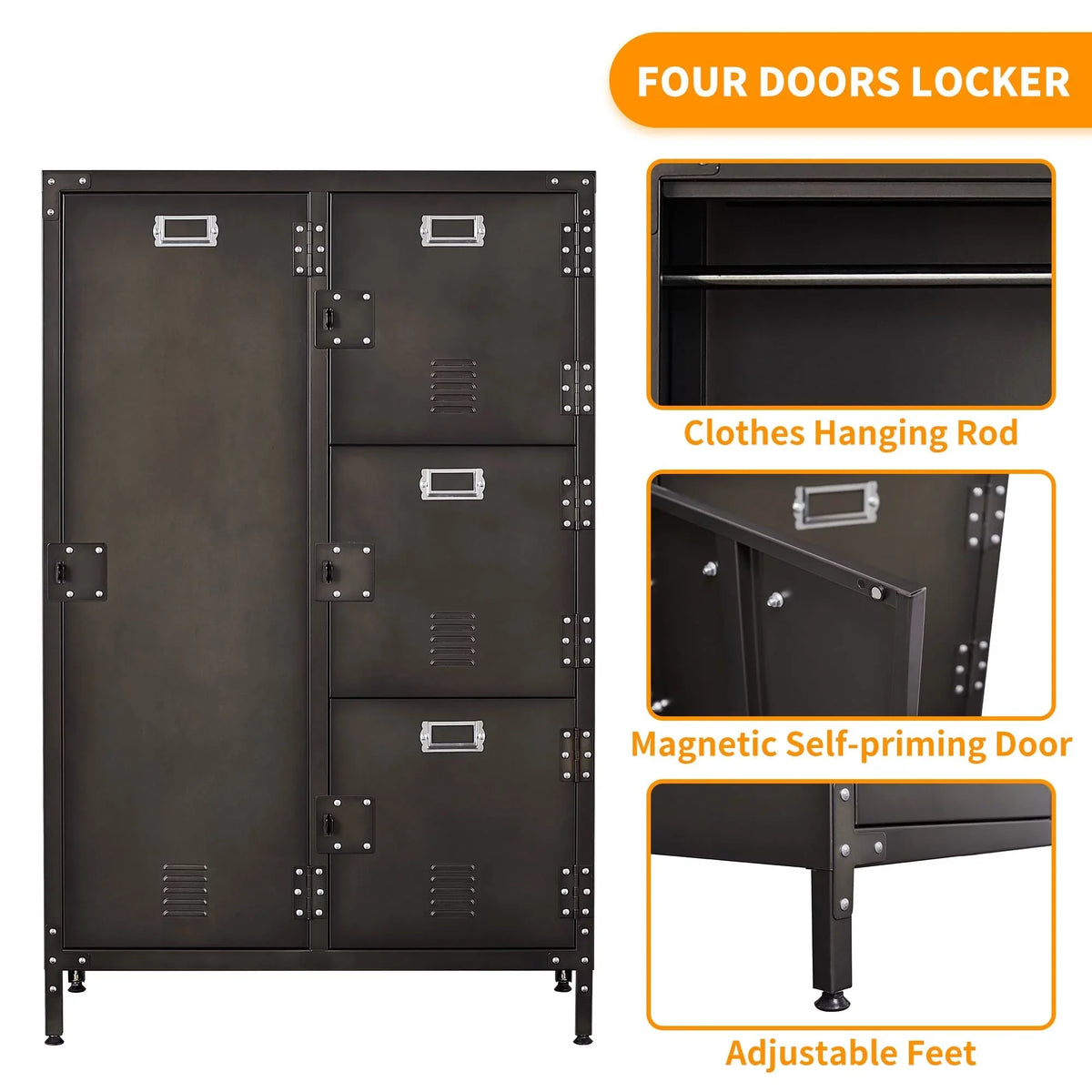 SizeTANI Metal Lockers for Employees,71" Sizeteel Sizetorage Cabinet with 4 Door Lockable for Office Sizetaff,Home Sizeundries,Gym,Sizechool