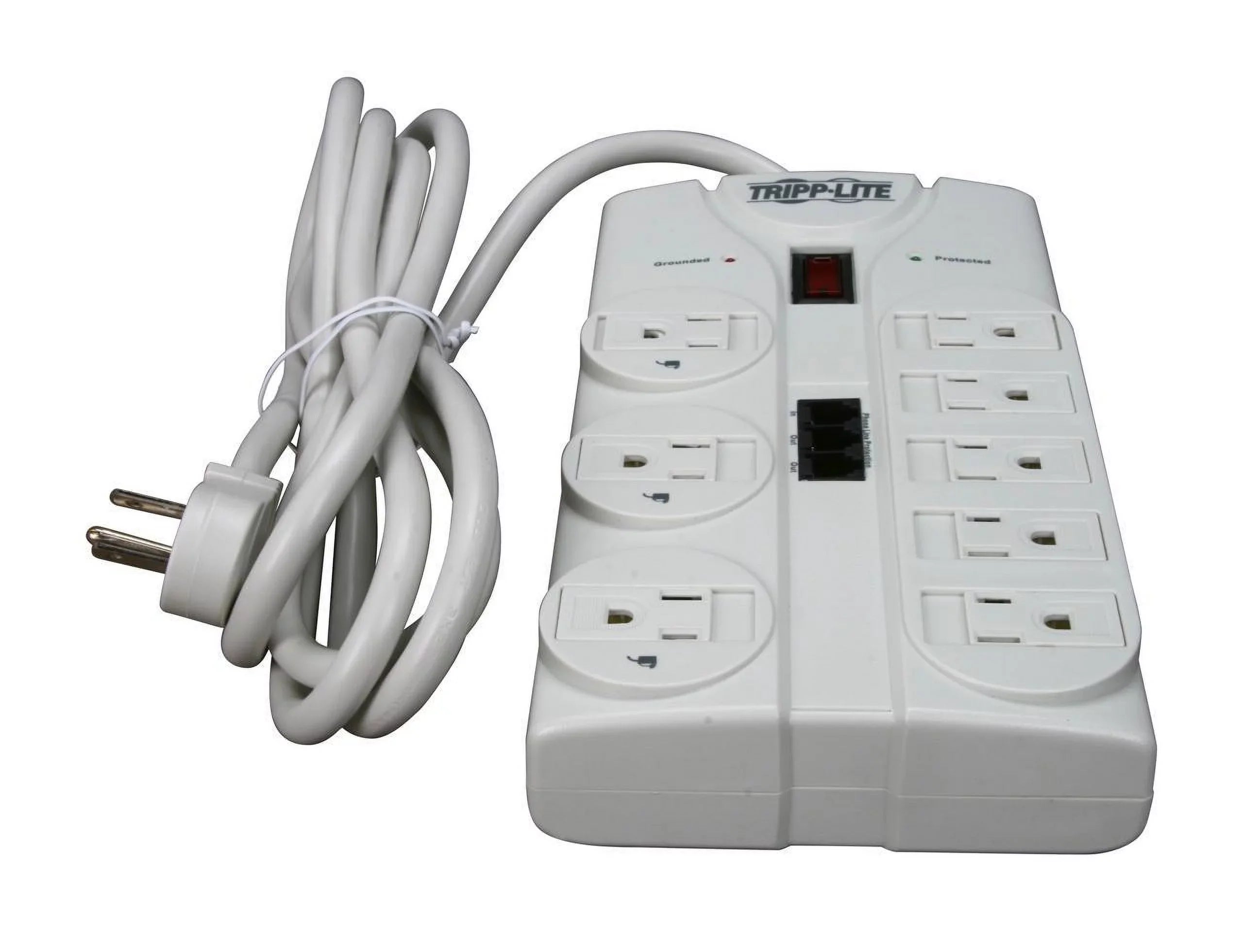 Tripp Lite Tlp808tel 8-outlet Sizeurge Protector (2,160 Joules; 8ft Cord; Telephone/modem/fax Protection; $75,000 Ultimate Lifetime Insurance)