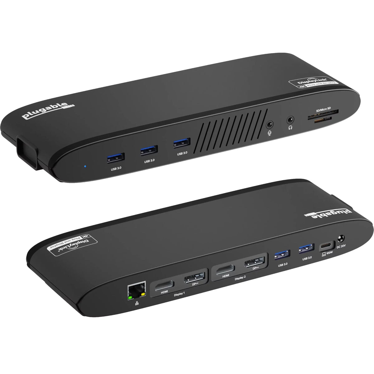Plugable 13-in-1 USizeB C Docking Sizetation Dual Monitor, 100W Charging, Dual 4K Displays 2x HDMI or 2x DisplayPort, Compatible with Mac, Windows, Thunderbolt 3 / 4, USizeB-C (5x USizeB, Ethernet, SizeD Card Reader