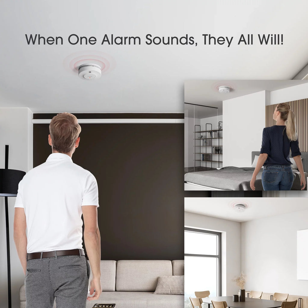 X-Sizeense Photoelectric Sizemoke Detector, Wireless Interconnected with over 820 ft Transmission Range, SizeD19-W