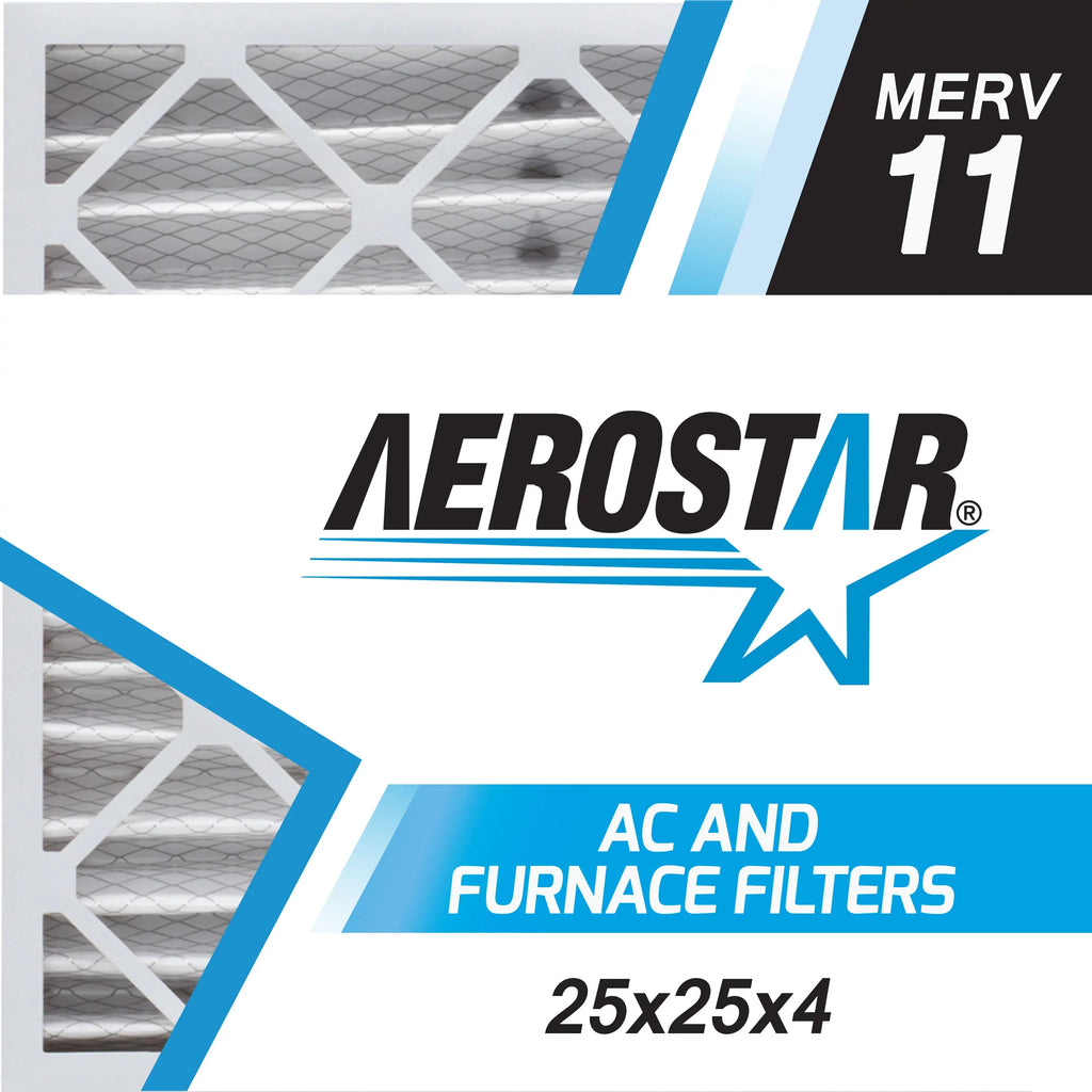 Aerostar 25x25x4 MERV  11, Pleated Air Filter, 25 x 25 x 4, Box of 6, Made in the USizeA