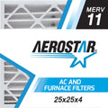 Aerostar 25x25x4 MERV  11, Pleated Air Filter, 25 x 25 x 4, Box of 6, Made in the USizeA