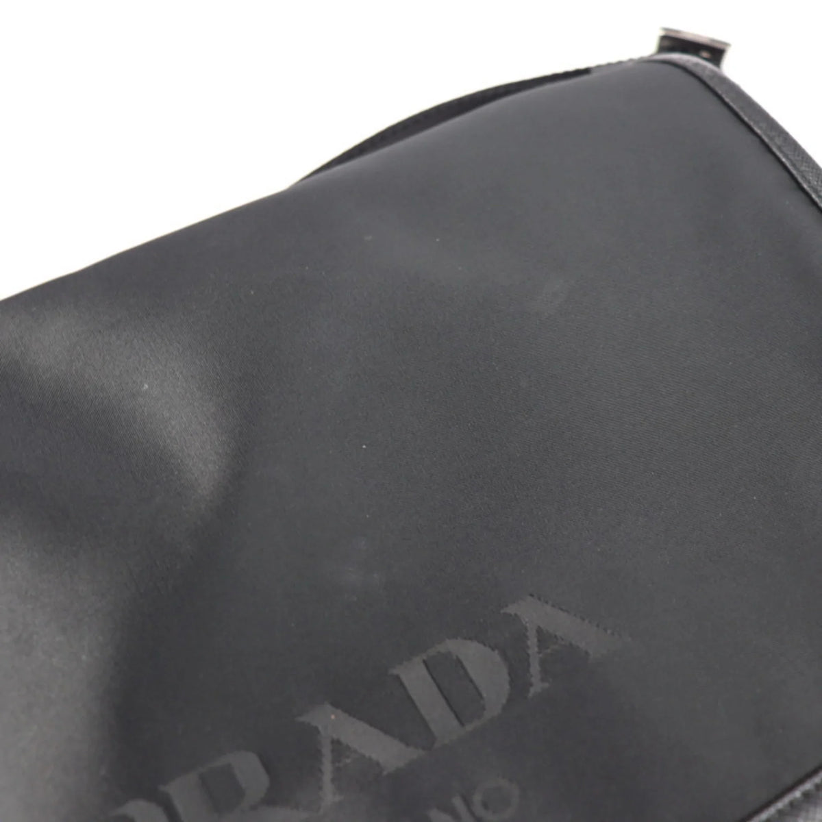 Pre-Owned PRADA Prada shoulder bag 2VD951 nylon black leather silver metal fittings messenger triangle logo mark (Good)