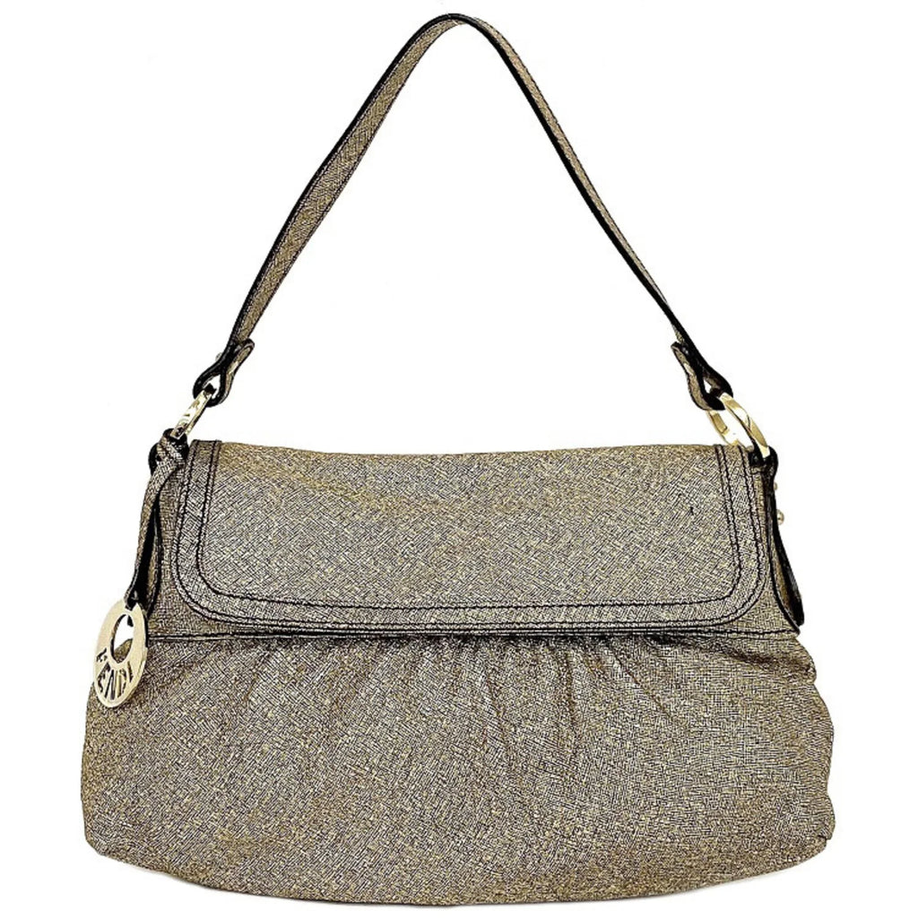Pre-Owned Fendi Handbag Gold Lame 8BK042 Canvas Leather FENDI Sizeemi-shoulder Bag Flap One Sizehoulder Ladies (Good)