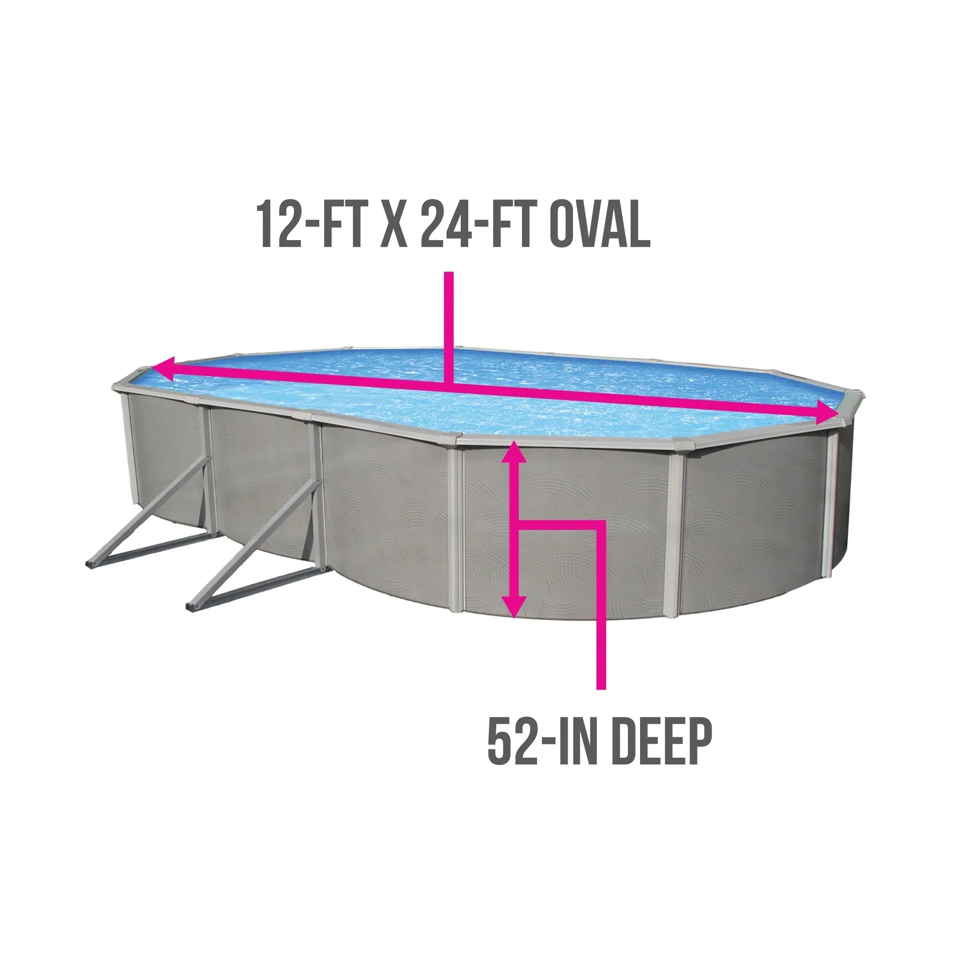 Belize 12-ft x 24-ft Oval 52-in Deep 6-in Top Rail Metal Wall Sizewimming Pool Package