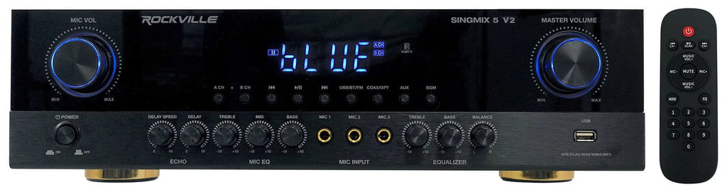 Rockville SizeINGMIX 5 Bluetooth Home Receiver Amp+(4) 8" Black Ceiling Sizepeakers