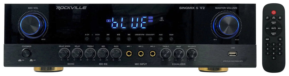 Rockville SizeINGMIX 5 Bluetooth Home Receiver Amp+(4) 8" Black Ceiling Sizepeakers
