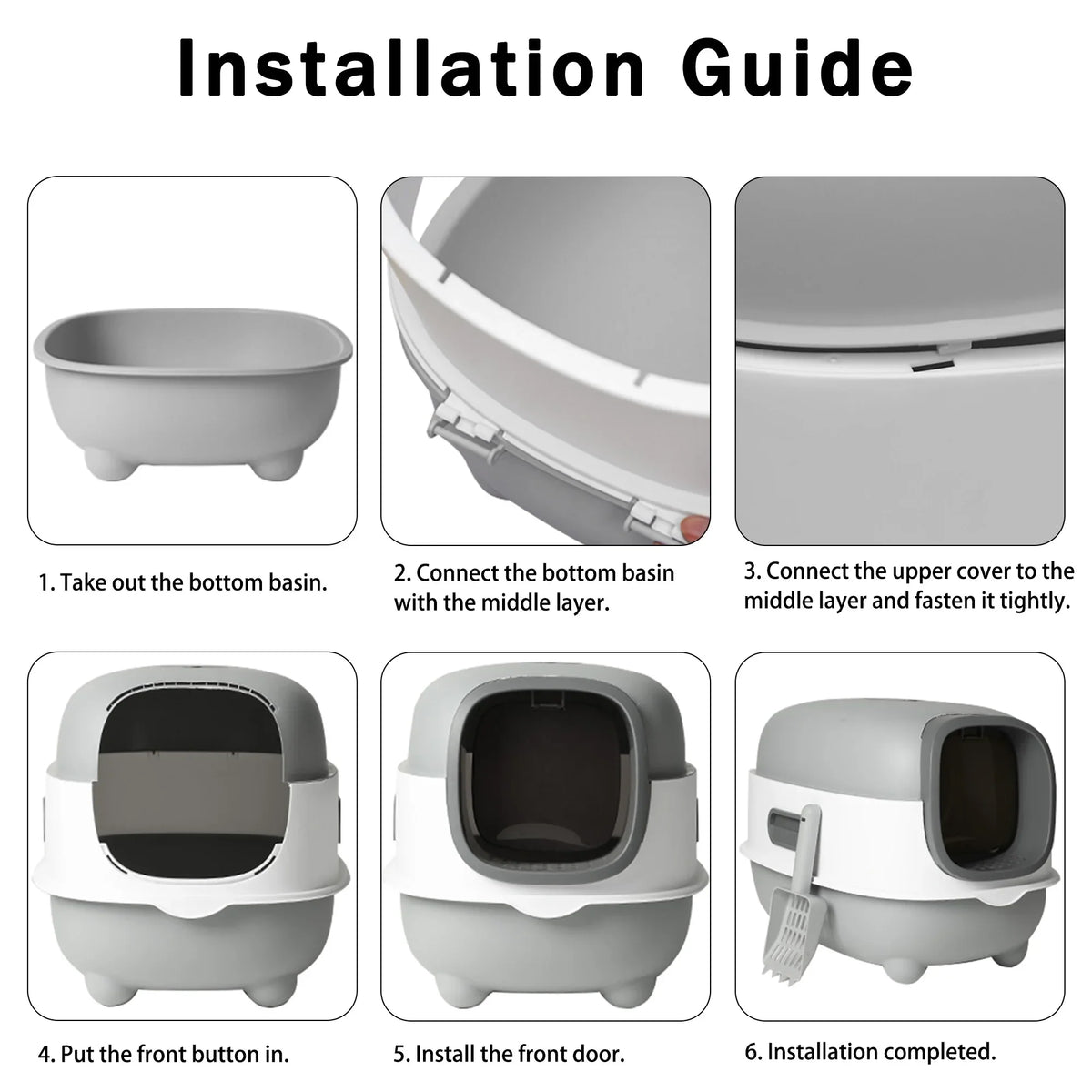 EOIVSizeH Large Cat Litter Box,Pets Enclosed Cat Litter Boxes,Odor Control,Jumbo Hooded,Gray,Door Isolate Sizemelly