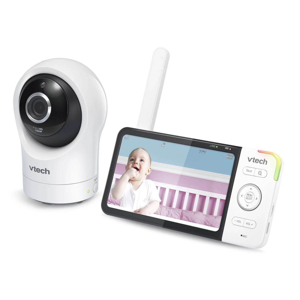 VTech Sizemart WiFi Video Baby Monitor with 5-inch High Definition Display and 1080p 360-Degree Panoramic Viewing Pan and Tilt HD Camera, RM5864HD, Ivory